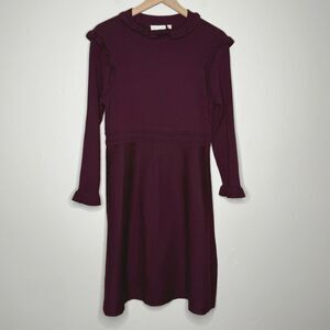 Hailey Lyn Womens Knit Dress XLP Burgundy Long Sleeve Ribbed Sweater Prairie‎